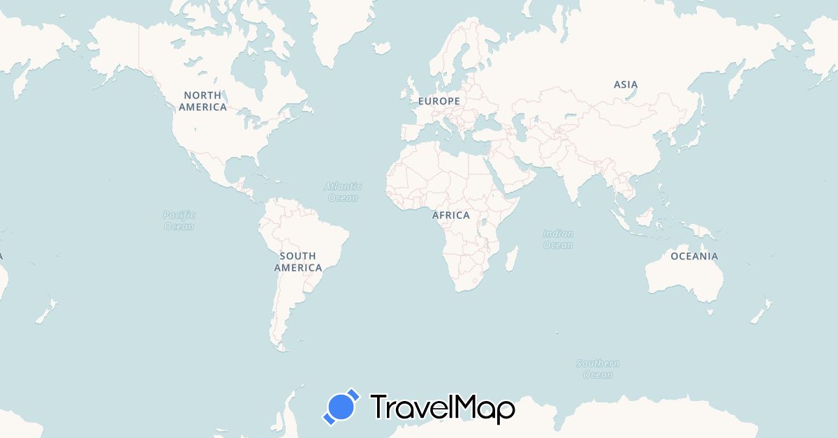 TravelMap itinerary: driving, bus, plane in Bulgaria, France (Europe)